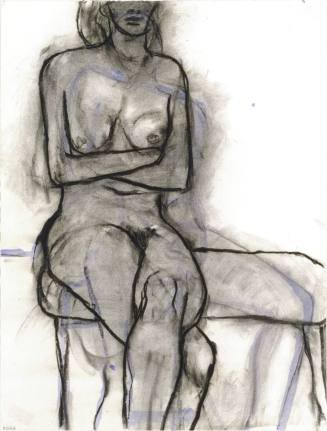 Untitled (Seated Nude, Blue Line)