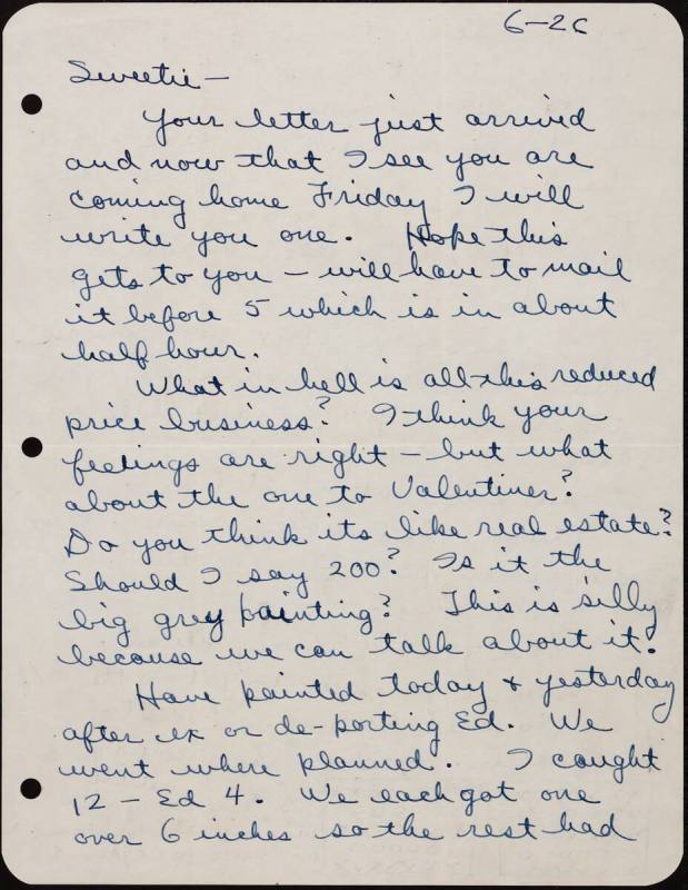 Correspondence from Richard Diebenkorn to Phyllis Diebenkorn