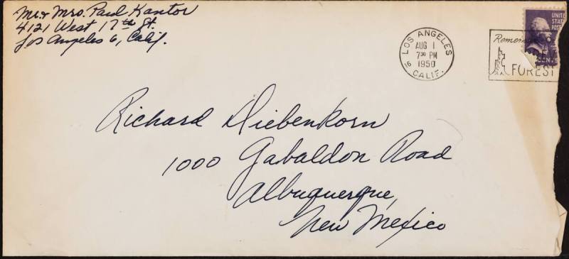 Correspondence from Josephine "Jo" Kantor (later Morris) and Paul Kantor to Richard Diebenkorn
