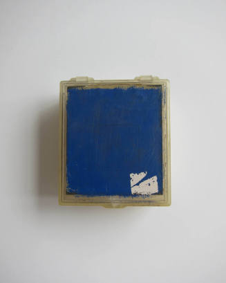 Studio Materials, Clear Plastic Box with Blue Paint