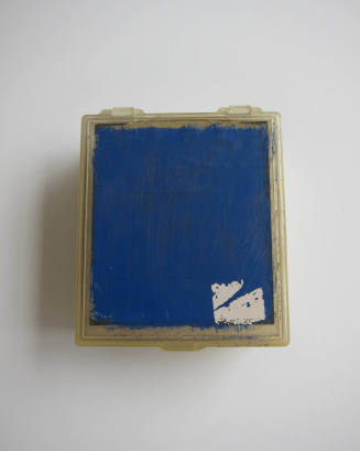 Studio Materials, Clear Plastic Box with Blue Paint