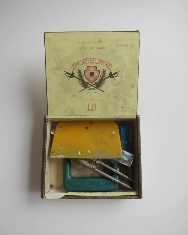 Studio Materials, Cigar Box With Paint Tools