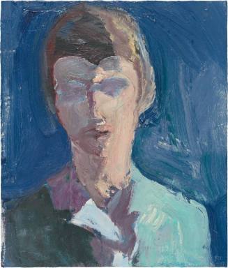 Head of a Girl with a Blue Background