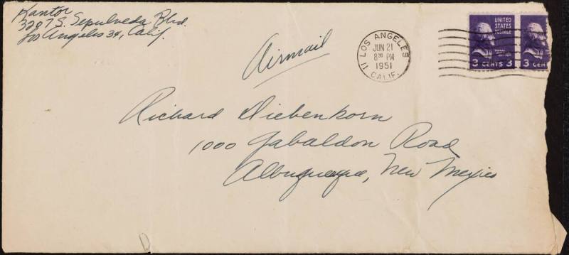Correspondence from Josephine “Jo” Kantor (later Morris) to Richard Diebenkorn