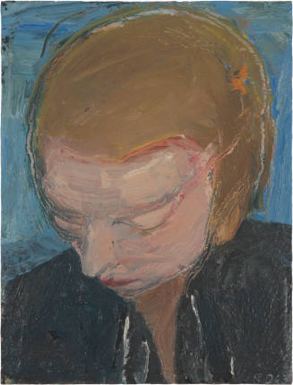 Woman's Head, Blue Background